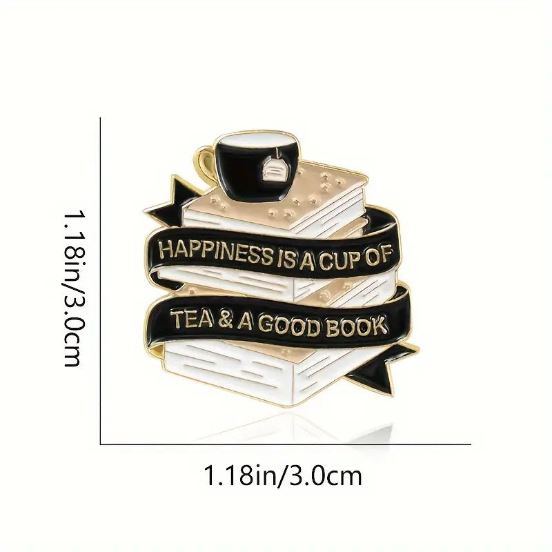 Pin de metal tea and books