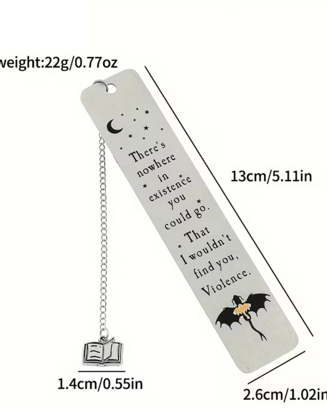 Marcapáginas Fourth Wing de metal