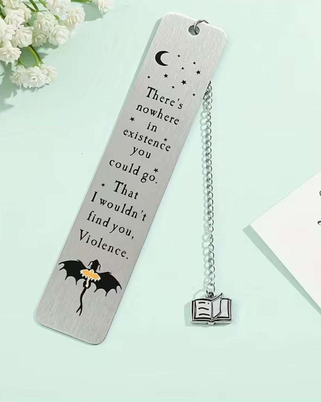 Marcapáginas Fourth Wing de metal