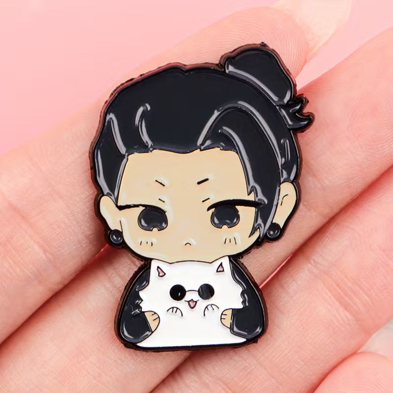 Pin de metal de Gojo y Geto gatitos