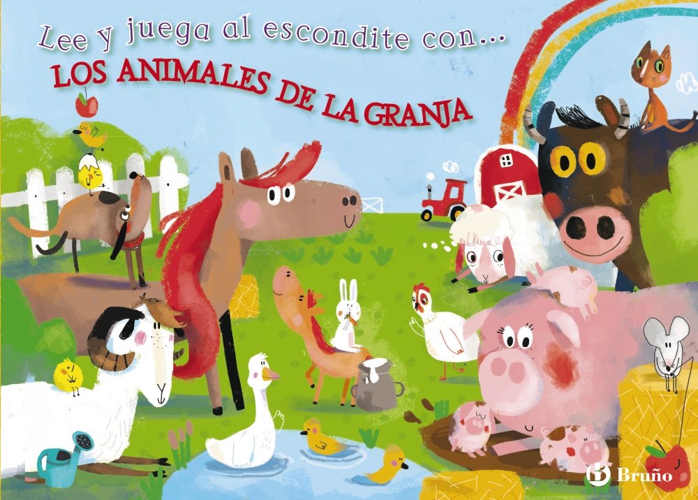 Lee y juega al escondite con animales de granja