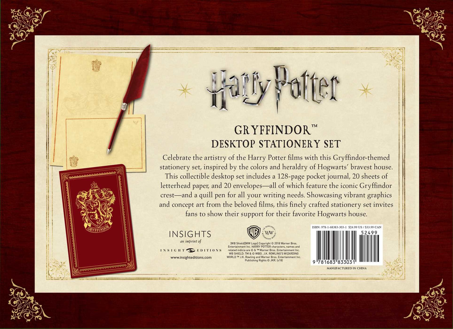 Harry Potter: Gryffindor Desktop Stationery Set (With Pen), pre venta